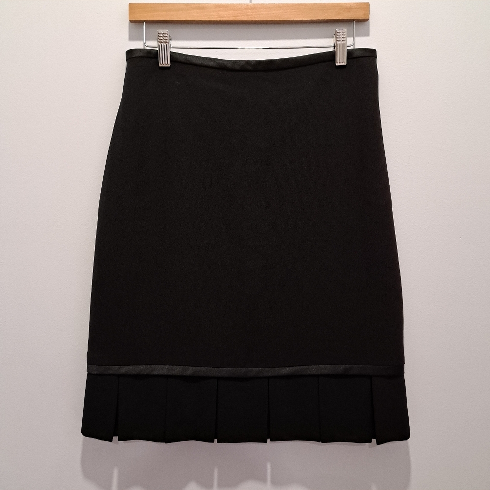 Vtg Joseph Ribkoff Black Classic Pleated Hem Pencil Minimalist Goth Skirt 6